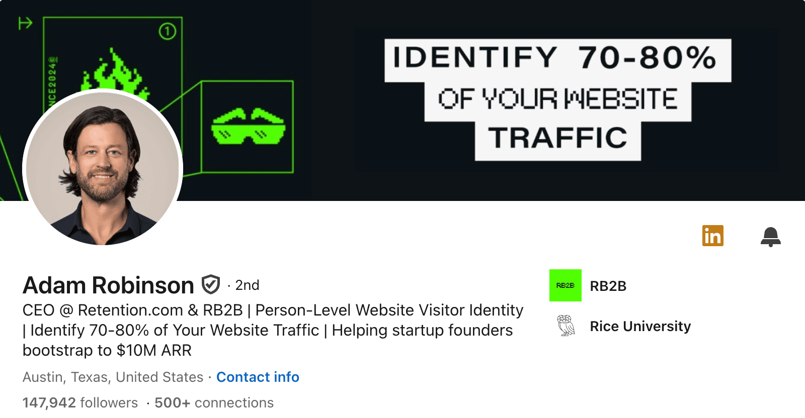 Adam Robinson's LinkedIn profile